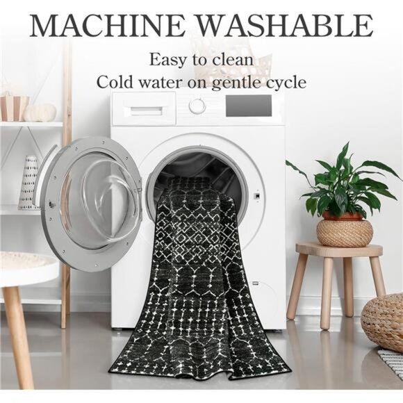 Moroccan Entry Rug 2x3, Non-Slip Washable Front Door Mat Indoor Rubber Backing - Picture 3 of 7